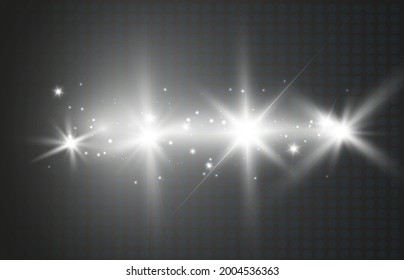 Bright light effect with rays and highlights for vector illustration.	