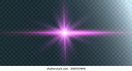 Bright light effect with rays and highlights for vector illustration.	