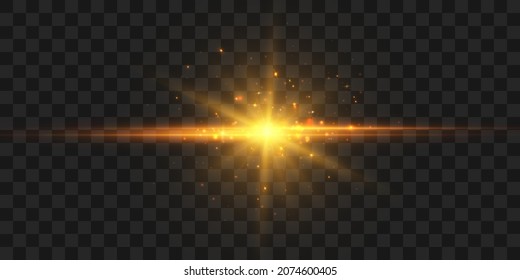 Bright light effect with rays and highlights for vector illustration.