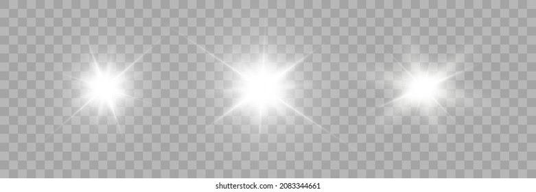Bright light effect with rays and highlights for vector illustration.	