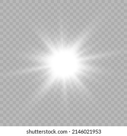 Bright light effect with rays and highlights for vector illustration.	