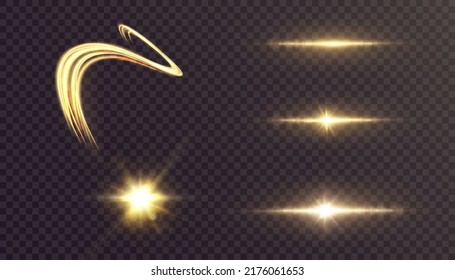 Bright light effect with rays and highlights for vector illustration.	

