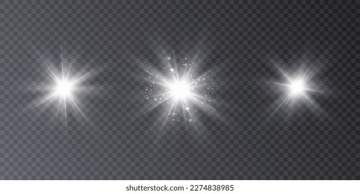 Bright light effect with rays and highlights for vector illustration.	
