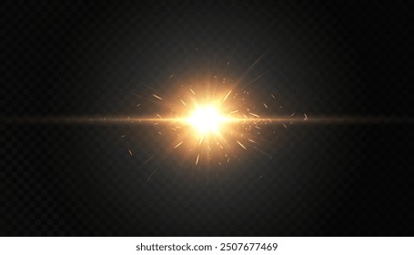 Bright light effect with rays and highlights for vector illustration.	
