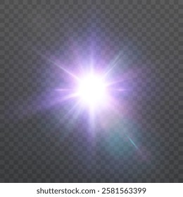 Bright light effect with rays and highlights for vector illustration