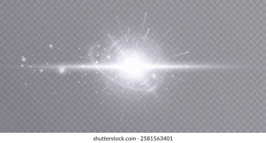 Bright light effect with rays and highlights for vector illustration