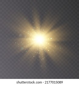 Efecto luminoso. Iluminación de Sol Estrella para ilustración vectorial. Efecto solar brillante. Vector