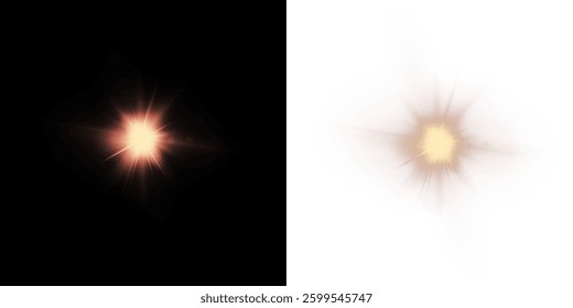 Bright light effects, glowing flares, and shining beams. Sparkling stars, flashes, and optical highlights create a magical atmosphere. Sunbeams, lasers, and energy bursts add brilliance and radiance.