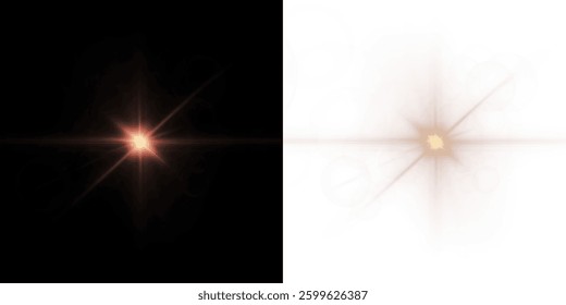 Bright light effects with red flares, glowing sparkles, and shining flashes. Festive bursts, glittering magic rays, and transparent spark elements. Vibrant decorations for celebrations and luxury.