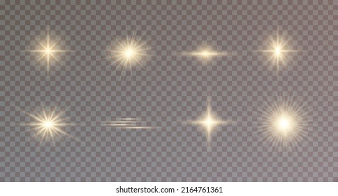 Bright light effects. Shiny stars.glare, explosion, sparkle, line, sun flare, spark and stars.