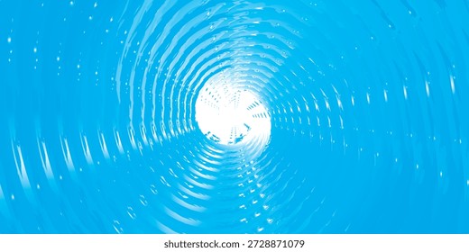 Una luz brillante emana del final de un túnel azul y circular, creando una sensación de profundidad y movimiento.