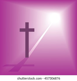 bright light fall on christian cross abstract vector illustration 