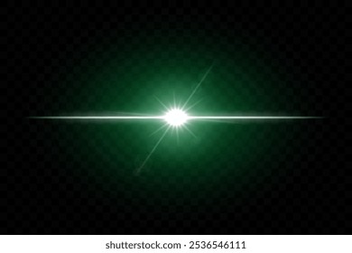 Bright light flare. Horizontal lens flare, purple glow, radiant beam, shining, starburst, energy, abstract light effect, sparkle, illumination, glowing line.