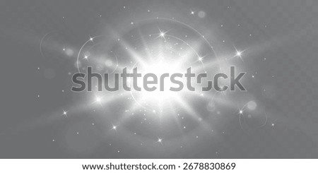 Bright light flare sparkle glow effect lens reflection transparent overlay vector.