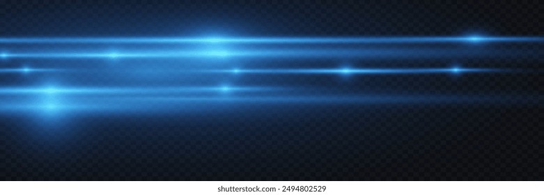 Bright light flash blue lines effect. On a transparent background.
