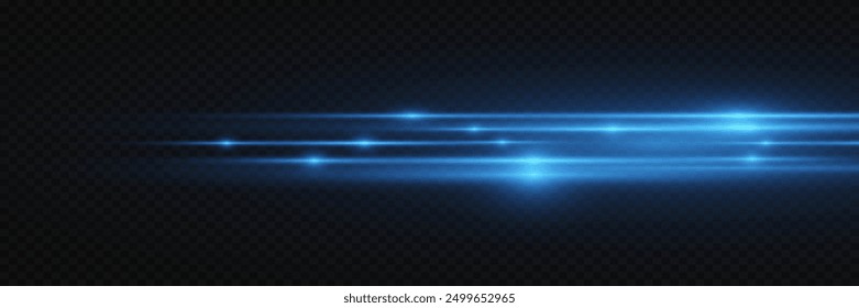 Bright light flash blue lines effect. On a transparent background.