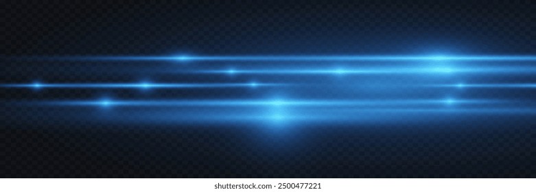 Bright light flash blue lines effect. On a transparent background.	

