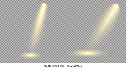 Bright light flash with cross-shaped beams, radiant white starburst, glowing flare overlay. Spotlight and Star with Bokeh and Dust Effect. Glowing Abstract. Yellow light effects. Light design element.