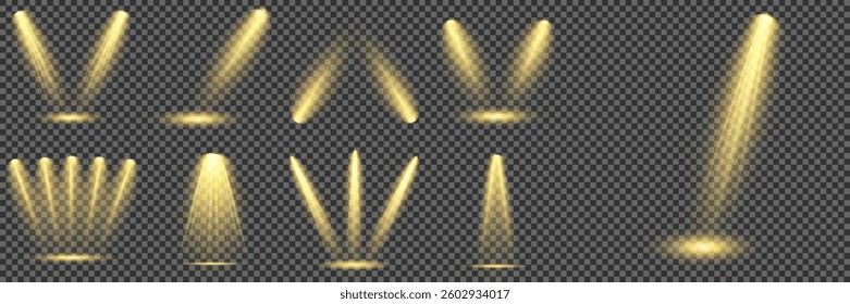 Bright light flash with cross-shaped beams, radiant white starburst, glowing flare overlay. Spotlight and Star with Bokeh and Dust Effect. Glowing Abstract. Yellow light effects. Light design element.