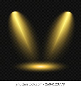 Bright light flash with cross-shaped beams, radiant white starburst, glowing flare overlay. Spotlight and Star with Bokeh and Dust Effect. Glowing Abstract. Yellow light effects. Light design element.