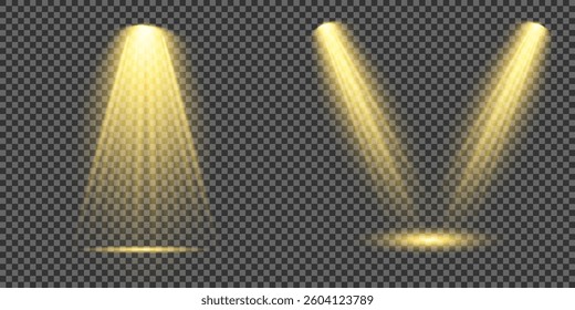 Bright light flash with cross-shaped beams, radiant white starburst, glowing flare overlay. Spotlight and Star with Bokeh and Dust Effect. Glowing Abstract. Yellow light effects. Light design element.