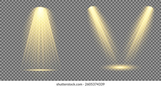 Bright light flash with cross-shaped beams, radiant white starburst, glowing flare overlay. Spotlight and Star with Bokeh and Dust Effect. Glowing Abstract. Yellow light effects. Light design element.