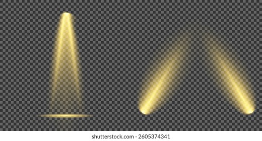 Bright light flash with cross-shaped beams, radiant white starburst, glowing flare overlay. Spotlight and Star with Bokeh and Dust Effect. Glowing Abstract. Yellow light effects. Light design element.