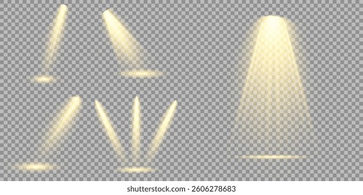 Bright light flash with cross-shaped beams, radiant white starburst, glowing flare overlay. Spotlight and Star with Bokeh and Dust Effect. Glowing Abstract. Yellow light effects. Light design element.