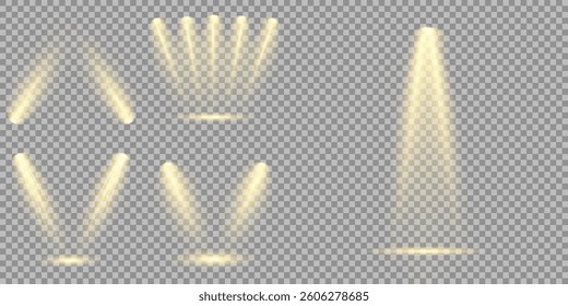 Bright light flash with cross-shaped beams, radiant white starburst, glowing flare overlay. Spotlight and Star with Bokeh and Dust Effect. Glowing Abstract. Yellow light effects. Light design element.