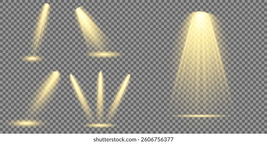 Bright light flash with cross-shaped beams, radiant white starburst, glowing flare overlay. Spotlight and Star with Bokeh and Dust Effect. Glowing Abstract. Yellow light effects. Light design element.