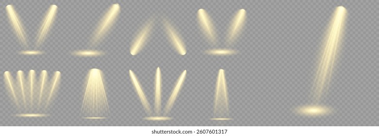 Bright light flash with cross-shaped beams, radiant white starburst, glowing flare overlay. Spotlight and Star with Bokeh and Dust Effect. Glowing Abstract. Yellow light effects. Light design element.