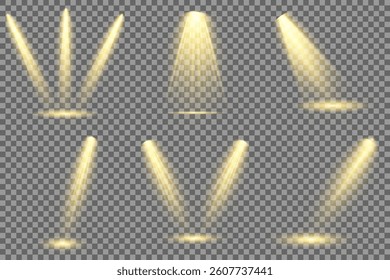 Bright light flash with cross-shaped beams, radiant white starburst, glowing flare overlay. Spotlight and Star with Bokeh and Dust Effect. Glowing Abstract. Yellow light effects. Light design element.