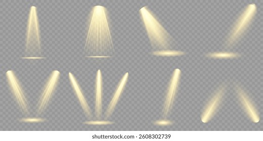 Bright light flash with cross-shaped beams, radiant white starburst, glowing flare overlay. Spotlight and Star with Bokeh and Dust Effect. Glowing Abstract. Yellow light effects. Light design element.