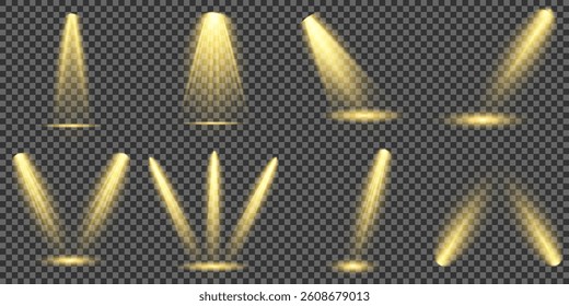 Bright light flash with cross-shaped beams, radiant white starburst, glowing flare overlay. Spotlight and Star with Bokeh and Dust Effect. Glowing Abstract. Yellow light effects. Light design element.