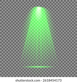 Bright light flash with cross-shaped beams, radiant green starburst.  Glowing abstract isolated lenses light effects. Beam from a spotlight and a star. Sunlight, abstract special effect