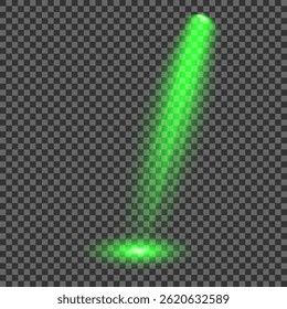 Heldere lichtflits met kruisvormige balken, stralende groene starburst.  Gloeiende abstracte geïsoleerde lenzen licht effecten. Straal uit een schijnwerper en een ster. Zonlicht, abstract special effect