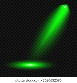 Heldere lichtflits met kruisvormige balken, stralende groene starburst.  Gloeiende abstracte geïsoleerde lenzen licht effecten. Straal uit een schijnwerper en een ster. Zonlicht, abstract special effect