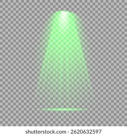 Heldere lichtflits met kruisvormige balken, stralende groene starburst.  Gloeiende abstracte geïsoleerde lenzen licht effecten. Straal uit een schijnwerper en een ster. Zonlicht, abstract special effect
