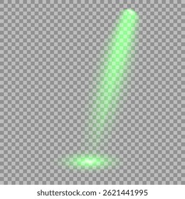 Bright light flash with cross-shaped beams, radiant green starburst.  Glowing abstract isolated lenses light effects. Beam from a spotlight and a star. Sunlight, abstract special effect