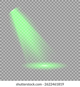 Bright light flash with cross-shaped beams, radiant green starburst.  Glowing abstract isolated lenses light effects. Beam from a spotlight and a star. Sunlight, abstract special effect