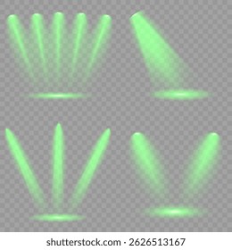 Éclair lumineux avec des faisceaux en forme de croix, éclat d'étoile vert rayonnant.  Lentilles abstraites lumineuses effets de lumière. Un rayon d'un projecteur et d'une étoile. Lumière du soleil, effet spécial abstrait