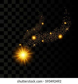 Bright light flash or explosion with loosened sparkles on a dark background.