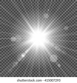 Bright Light Flash Isolated Over Transparent Background. Star