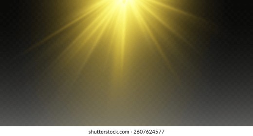 Bright light flickering glare. Star explosion light effect with sun rays.