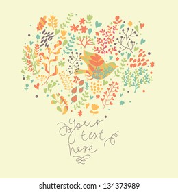 Bright light floral background. Cute vintage card in vector. Ideal for stylish wedding invitations.