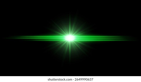 Bright light glowing flare with intense horizontal beams and radiant burst. Clean light effect with high contrast.