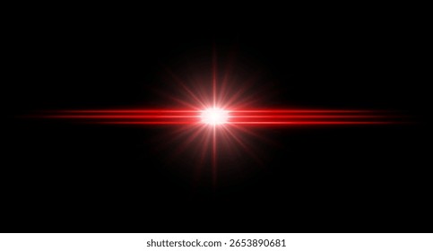 Brilhante brilho luminoso com vigas horizontais intensas e explosão radiante. Efeito de luz limpa com alto contraste.