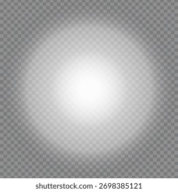 Luz brilhante brilhando no plano de fundo transparente com efeito de gradiente suave.