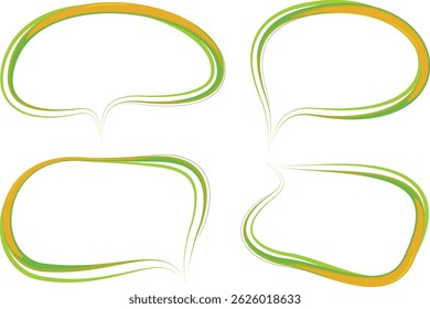 bright light green orange colorful abstract outline art speech bubbles set