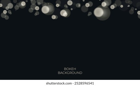 Bokeh gris claro brillante sobre fondo Horizontal. Destellos de luz de punto de destello de lente de Vector o rayos brillantes brillantes brillantes para la Plantilla de diseño de celebración de Navidad de moda moderna. Partículas de oro brillantes